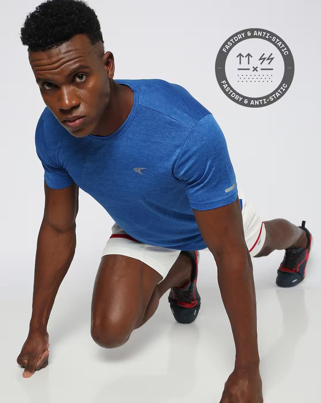 Men Regular Fit Running Crew-Neck T-Shirt