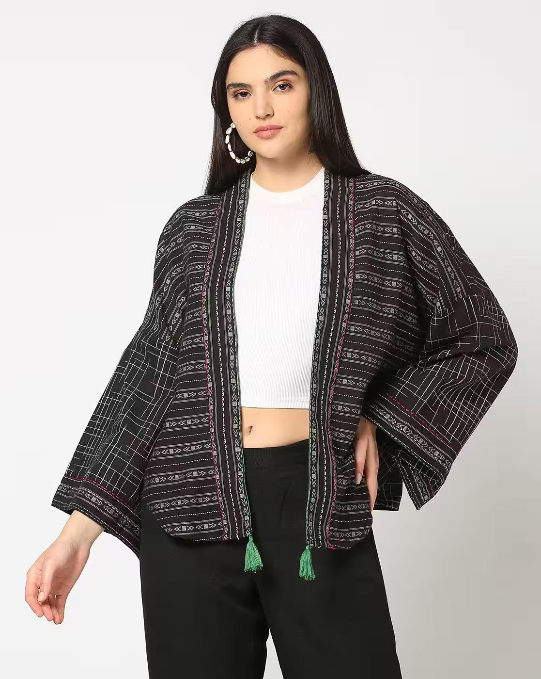 Women Woven Front-Open Shrug
