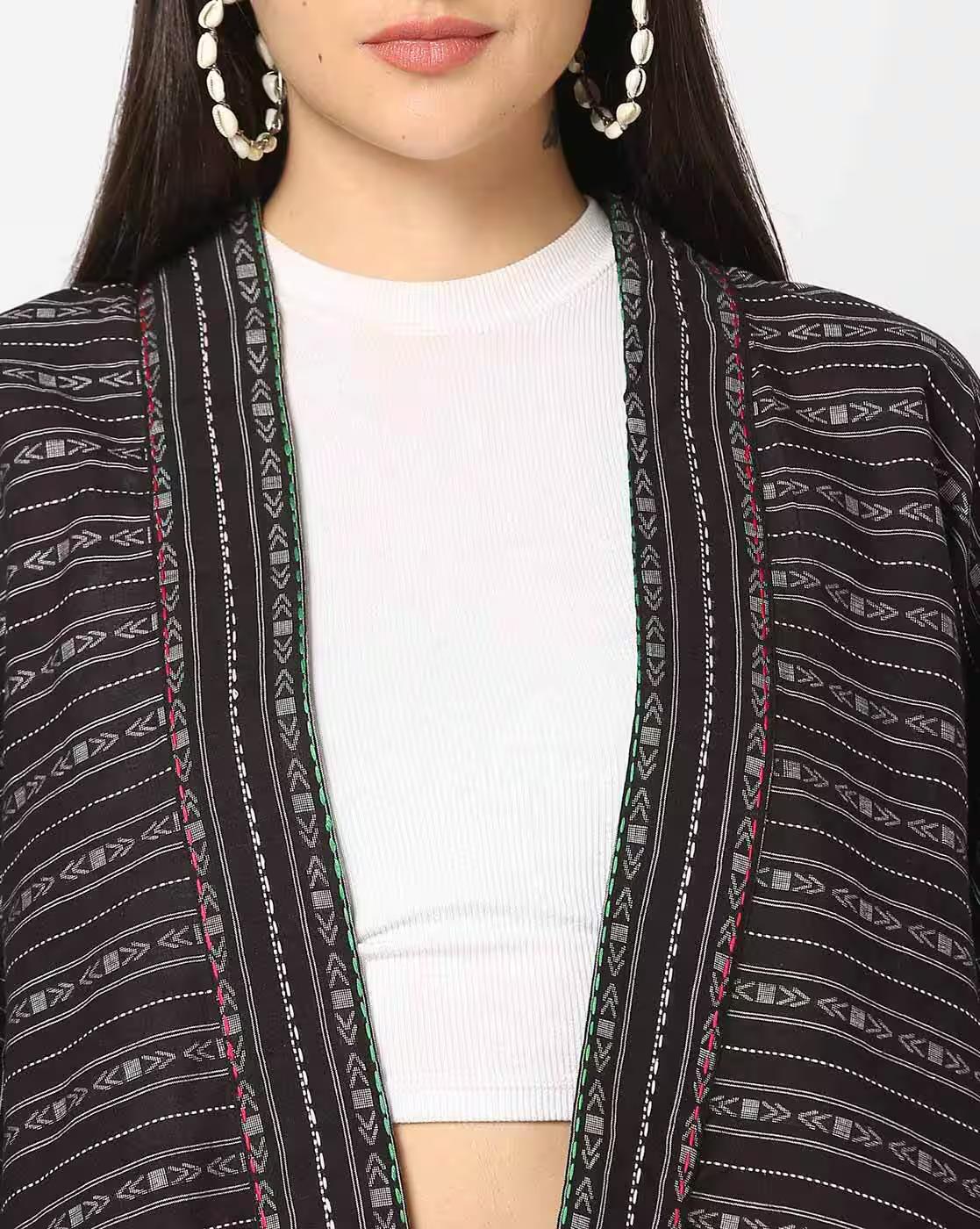 Women Woven Front-Open Shrug