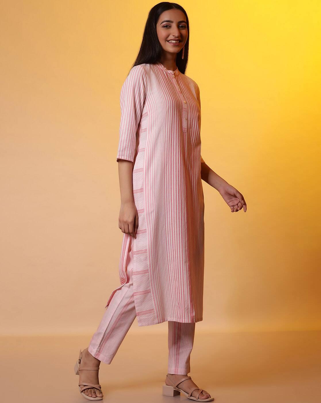 Women Yarn Dyed Cotton Straight Kurta