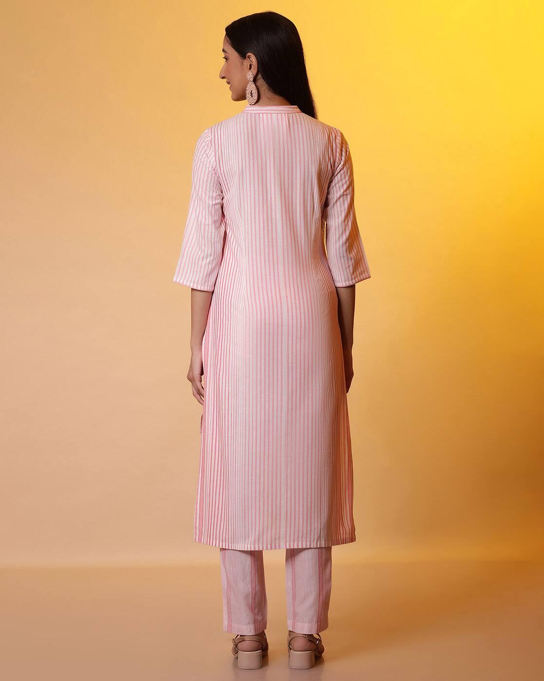 Women Yarn Dyed Cotton Straight Kurta