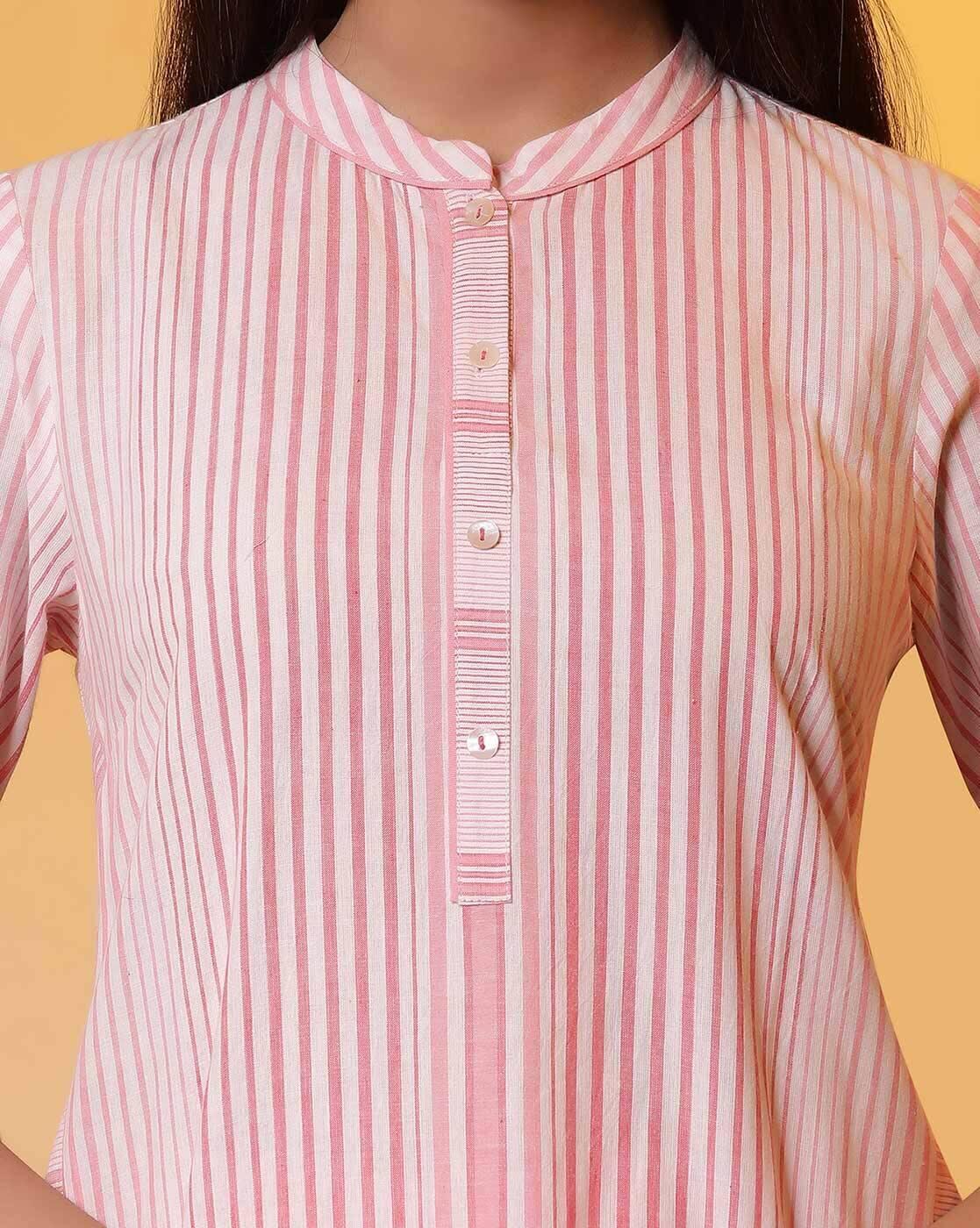 Women Yarn Dyed Cotton Straight Kurta