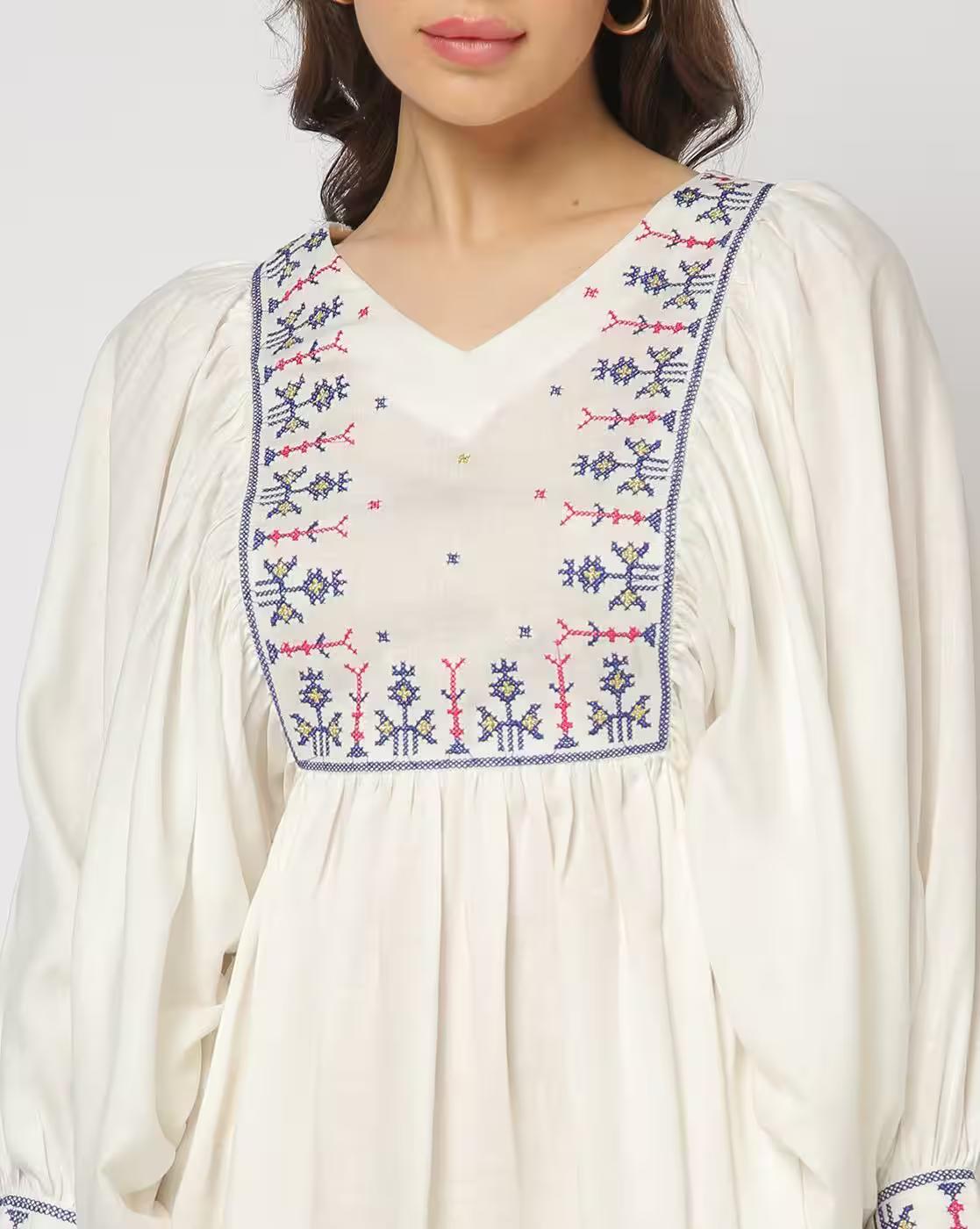 Women Embroidered Fit & Flare Dress