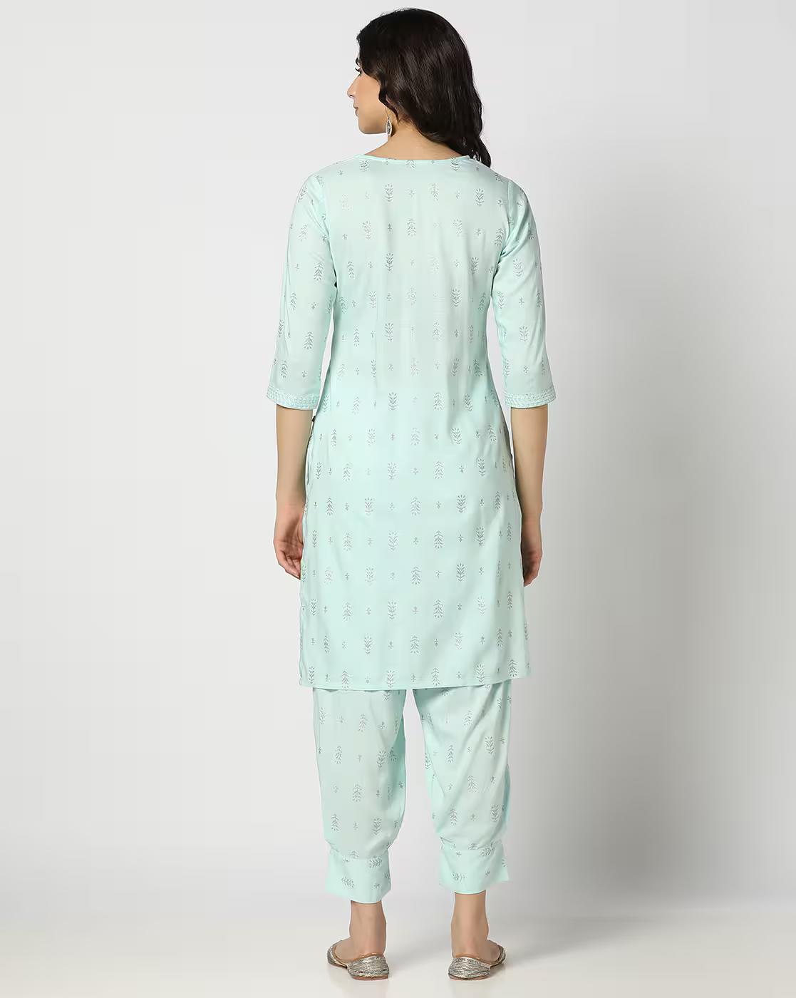 Women Floral Print Straight Kurta with Pants