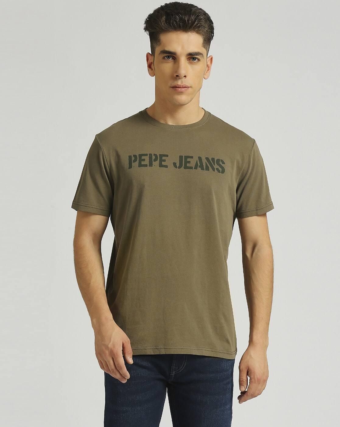 Men Brand Print Slim Fit Crew-Neck T-Shirt
