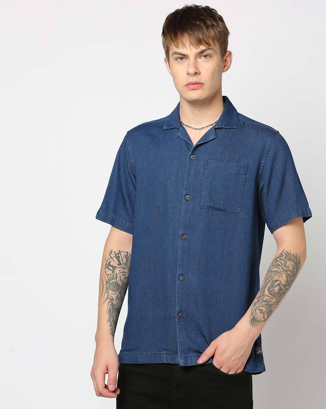 Men Relaxed Fit Denim Shirt