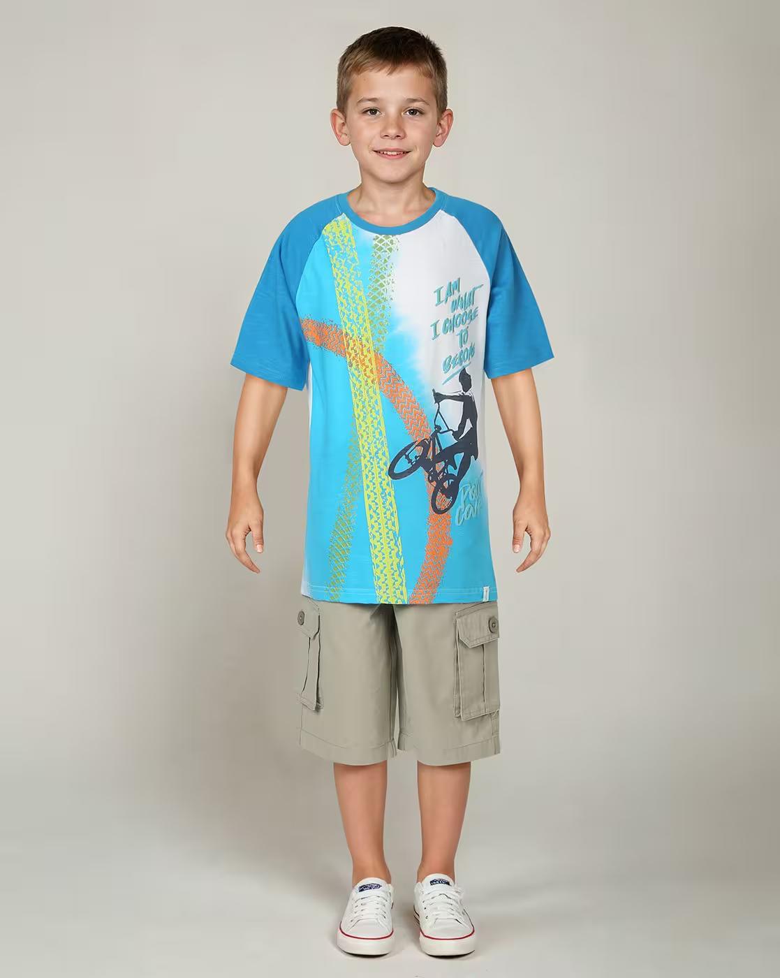 Boys Printed Relaxed Fit Crew-Neck T-Shirt