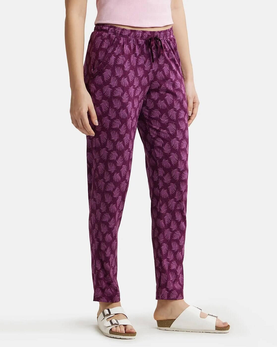Women Micro Modal Cotton Relaxed Fit Assorted Print Pyjama with Side Pockets-RX09