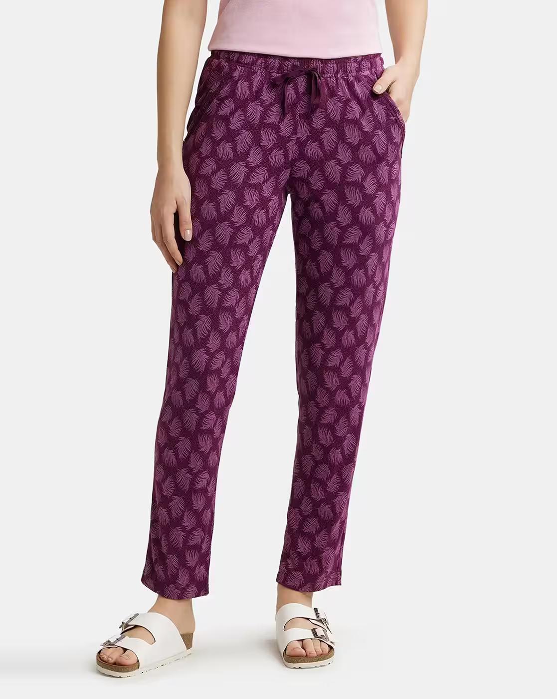 Women Micro Modal Cotton Relaxed Fit Assorted Print Pyjama with Side Pockets-RX09