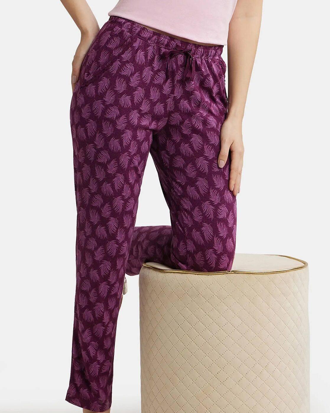 Women Micro Modal Cotton Relaxed Fit Assorted Print Pyjama with Side Pockets-RX09