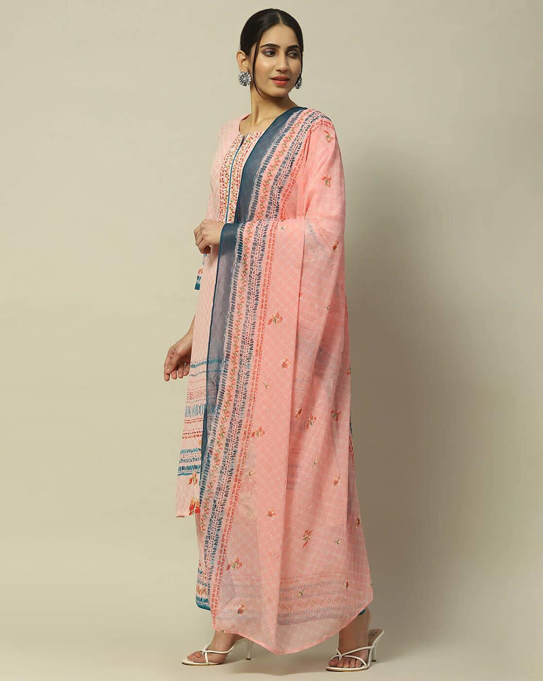 Women Floral Print Straight Kurta with Pants & Dupatta