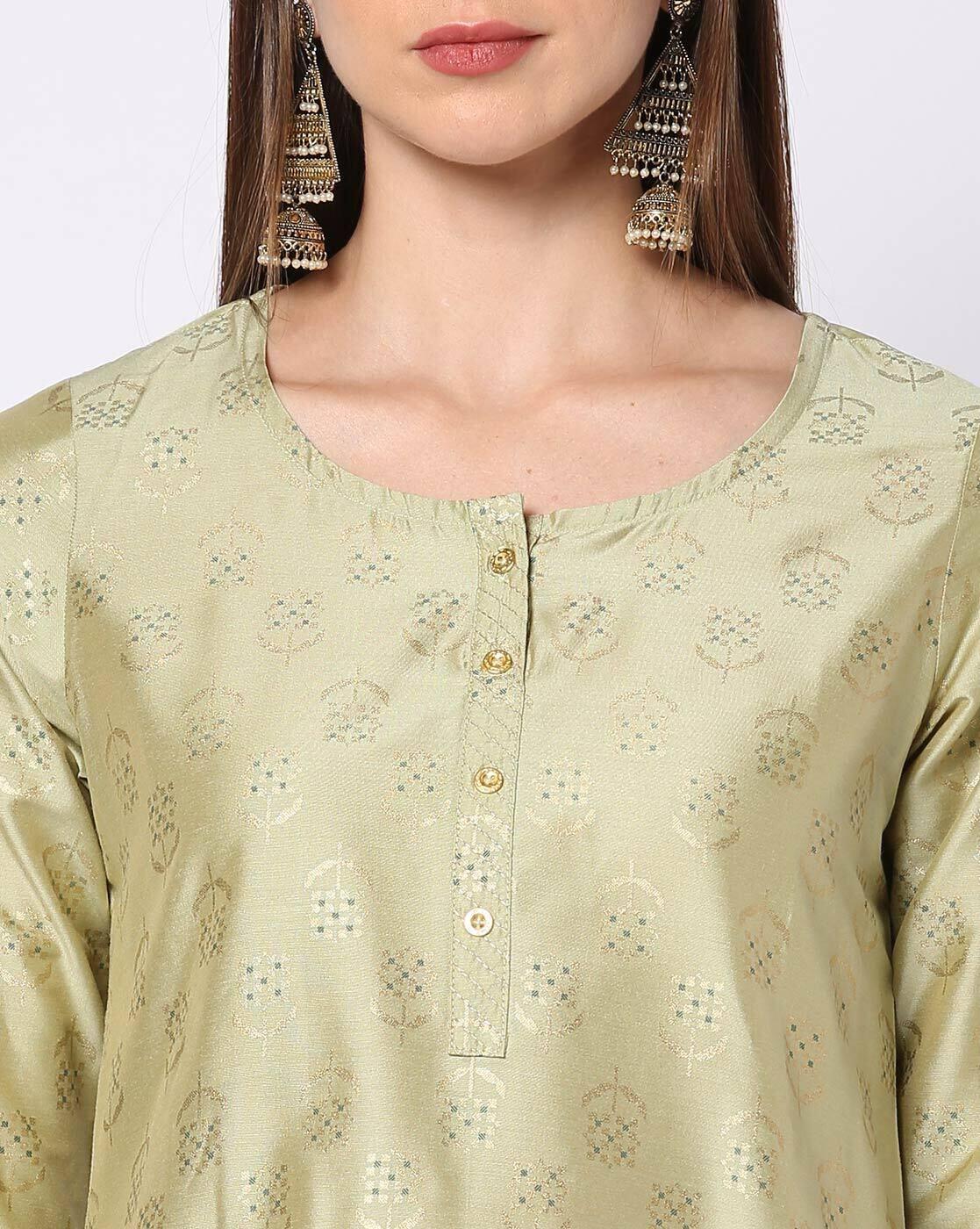 Women Floral Foil Print Straight Kurta