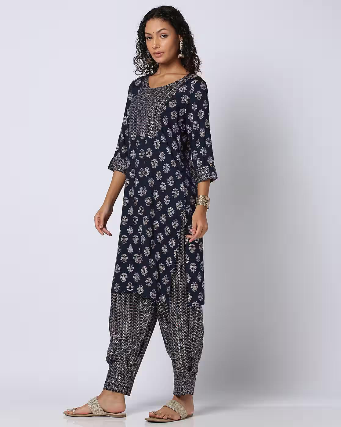 Women Printed Straight Kurta & Salwar Set