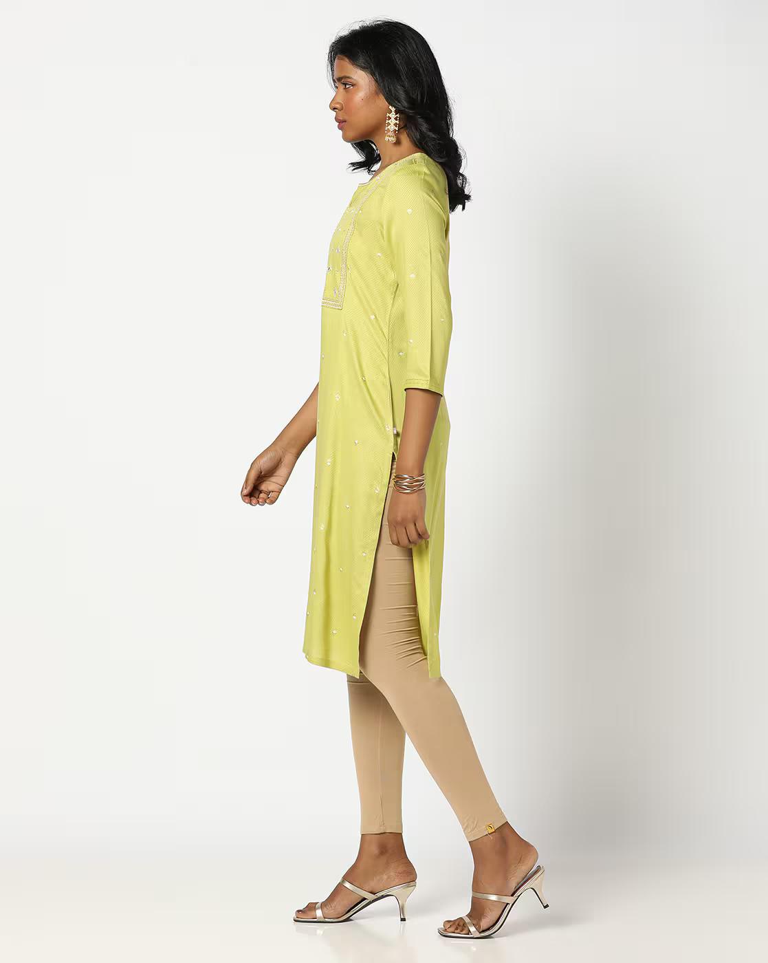 Women Embroidered Straight Kurta