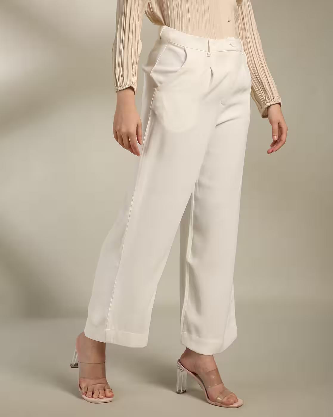 Women Wide-Leg Flat-Front Trousers