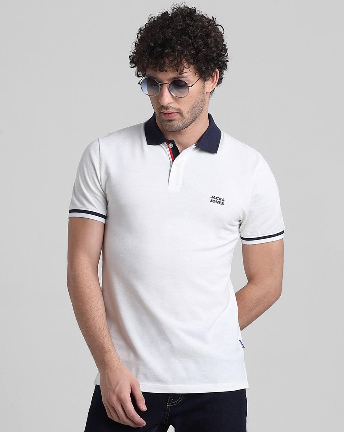 Men Slim Fit Logo Print Polo T-Shirt