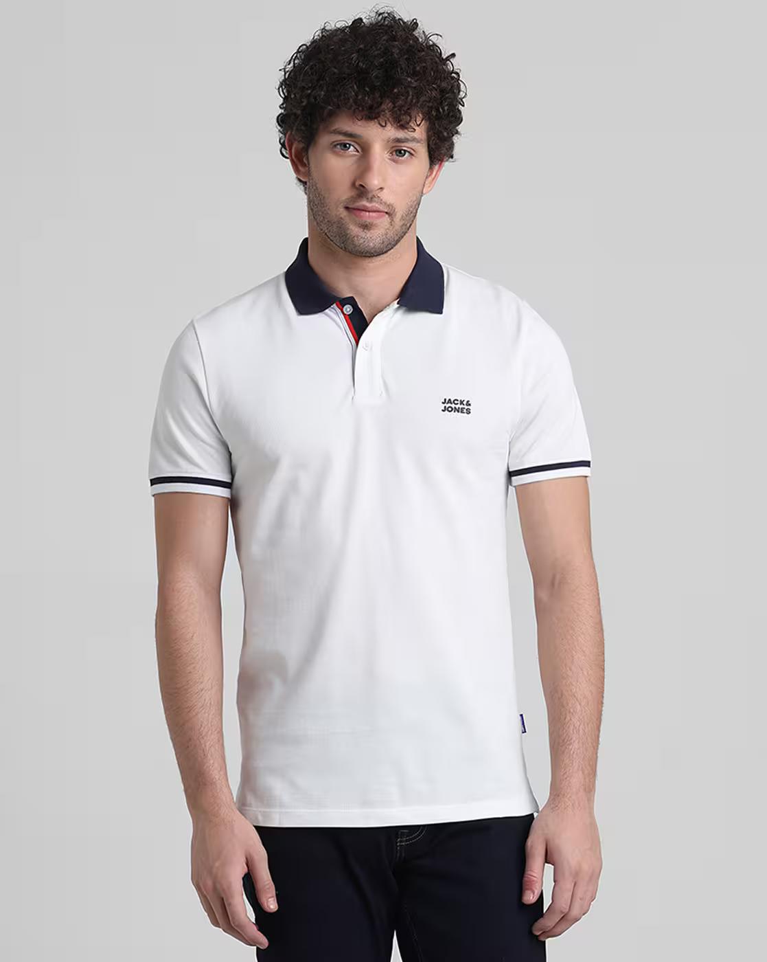 Men Slim Fit Logo Print Polo T-Shirt