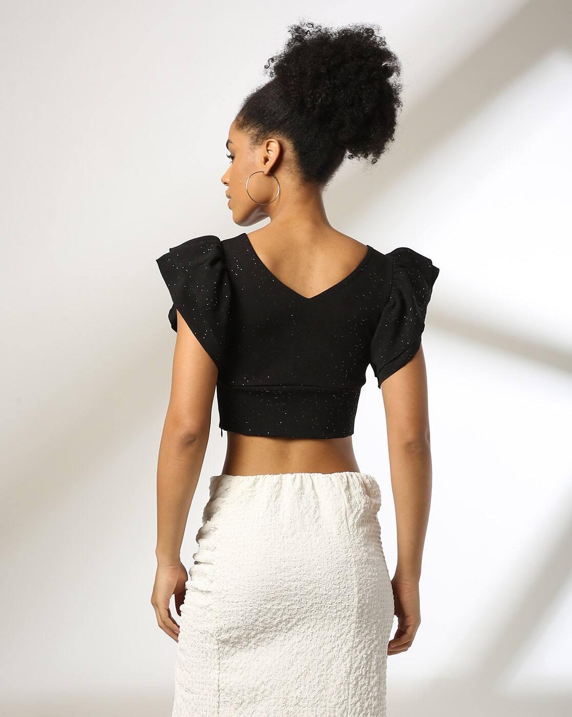 Women Embellished Regular Fit Crop Top