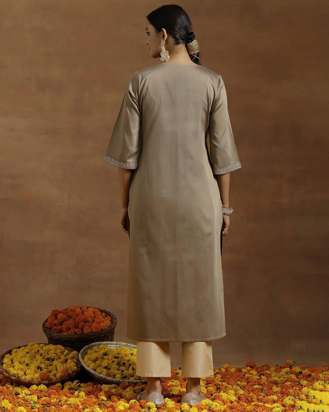 Women Embroidered Straight Kurta