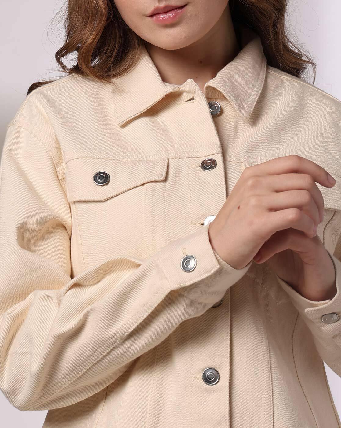 Women Regular Fit Jacket with Flap Pockets