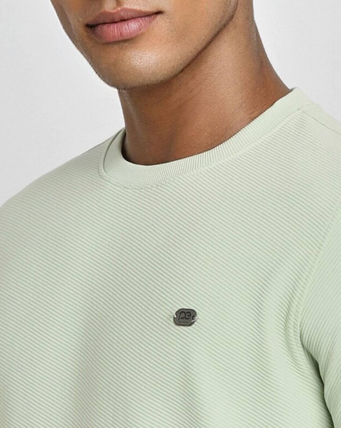 Men Regular Fit Crew-Neck Sweatshirt with Logo Print