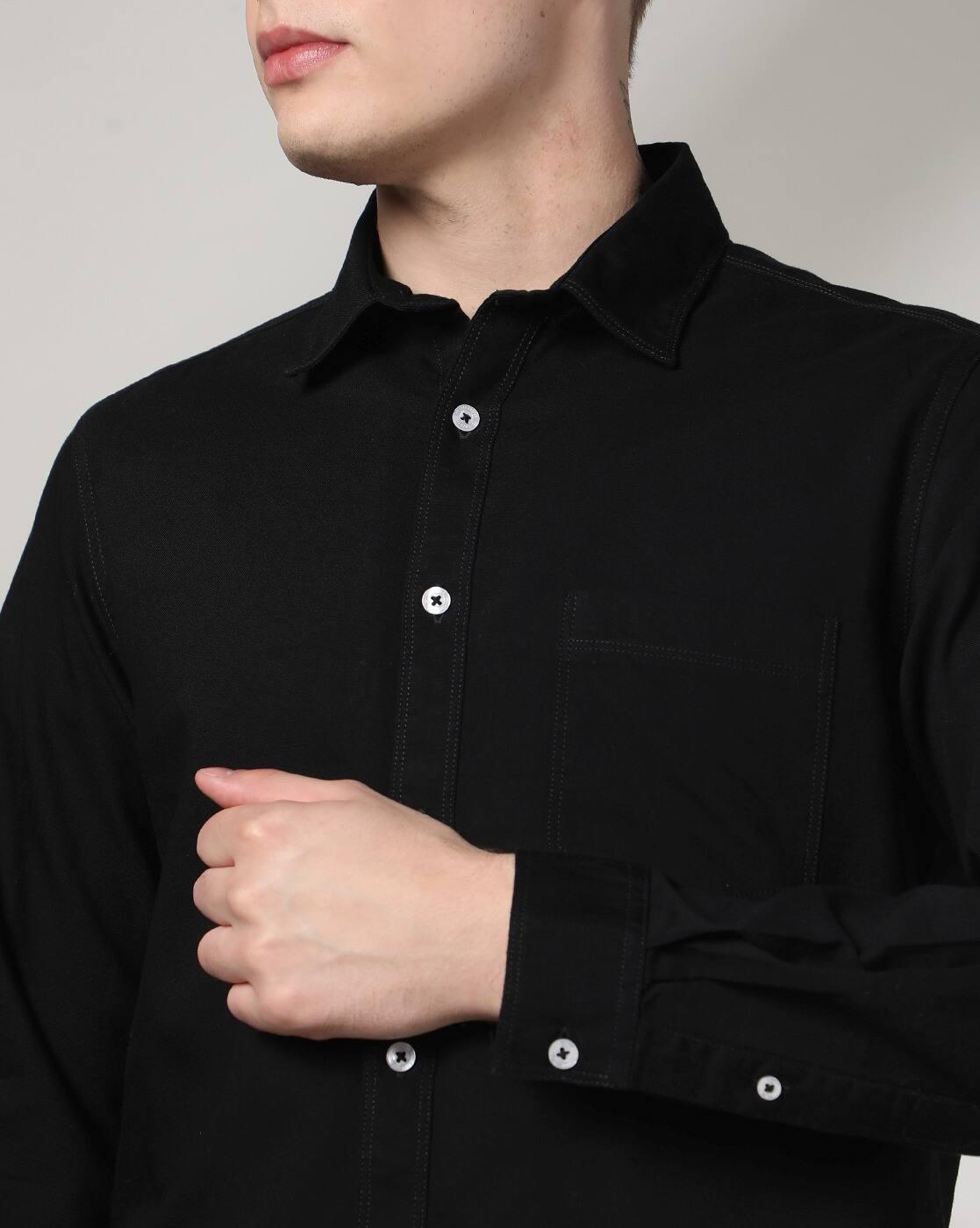 Men Regular Fit Shirt with Patch Pocket