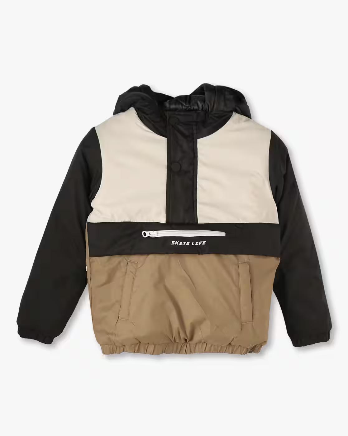 Boys Colourblock Regular Fit Hooded Jacket