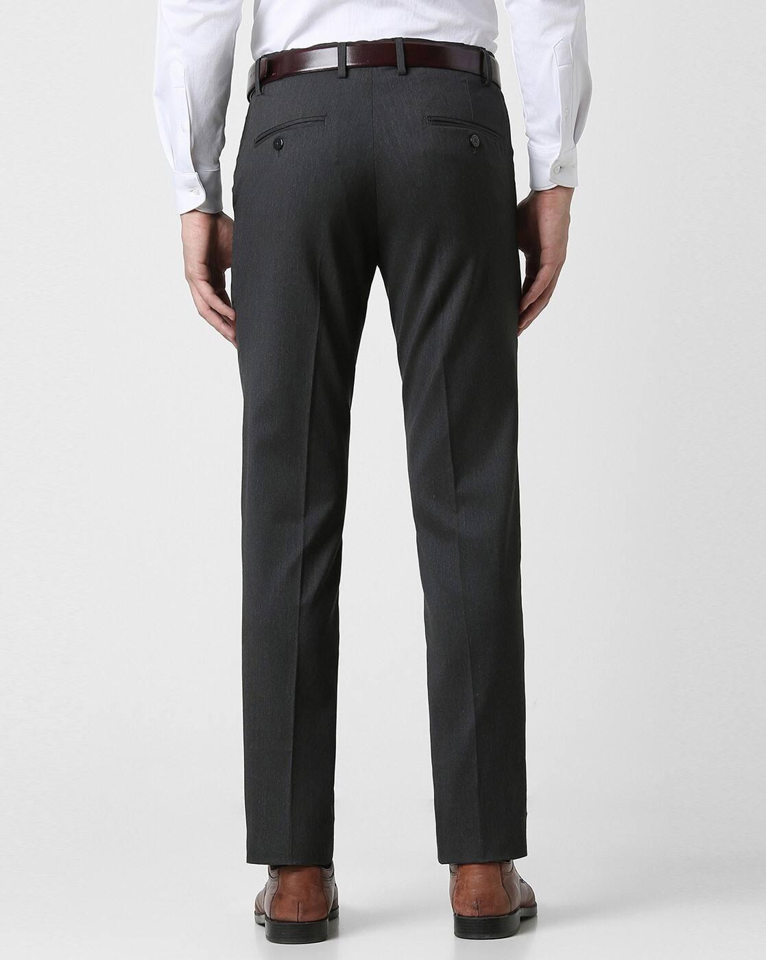 Men Patterned Slim Fit Flat-Front Trousers