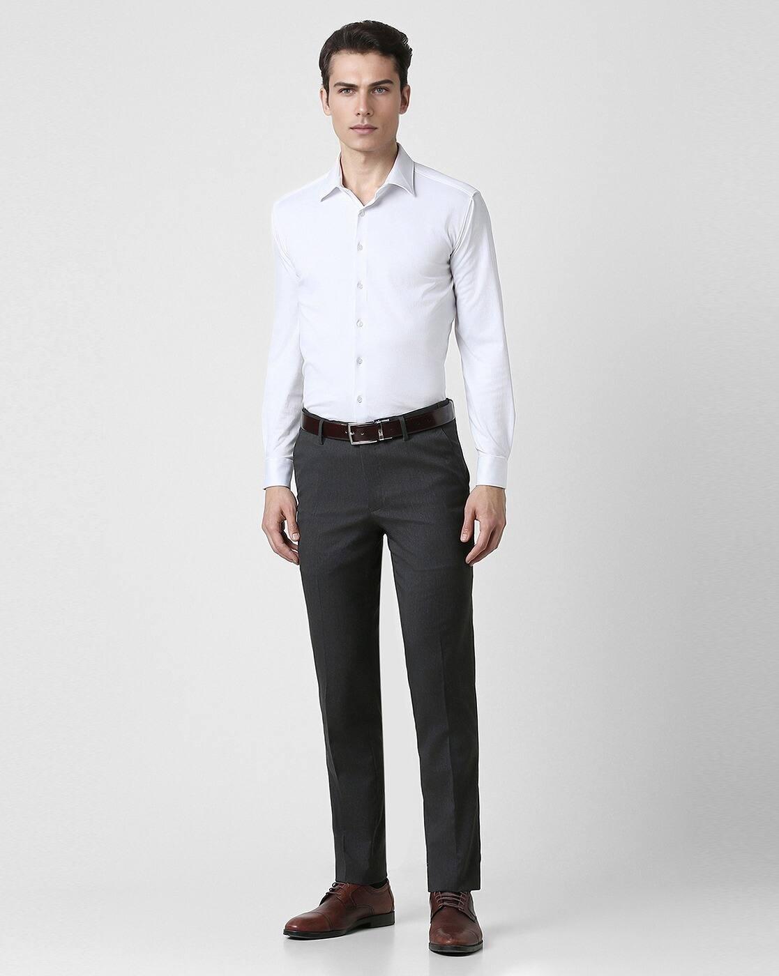 Men Patterned Slim Fit Flat-Front Trousers