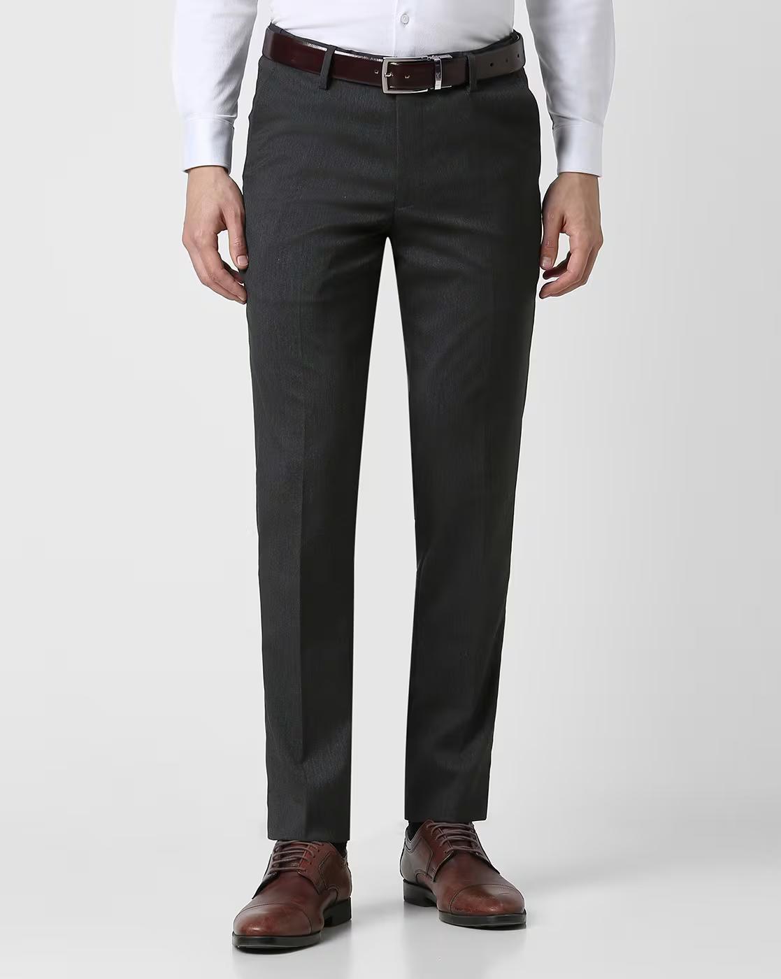 Men Patterned Slim Fit Flat-Front Trousers