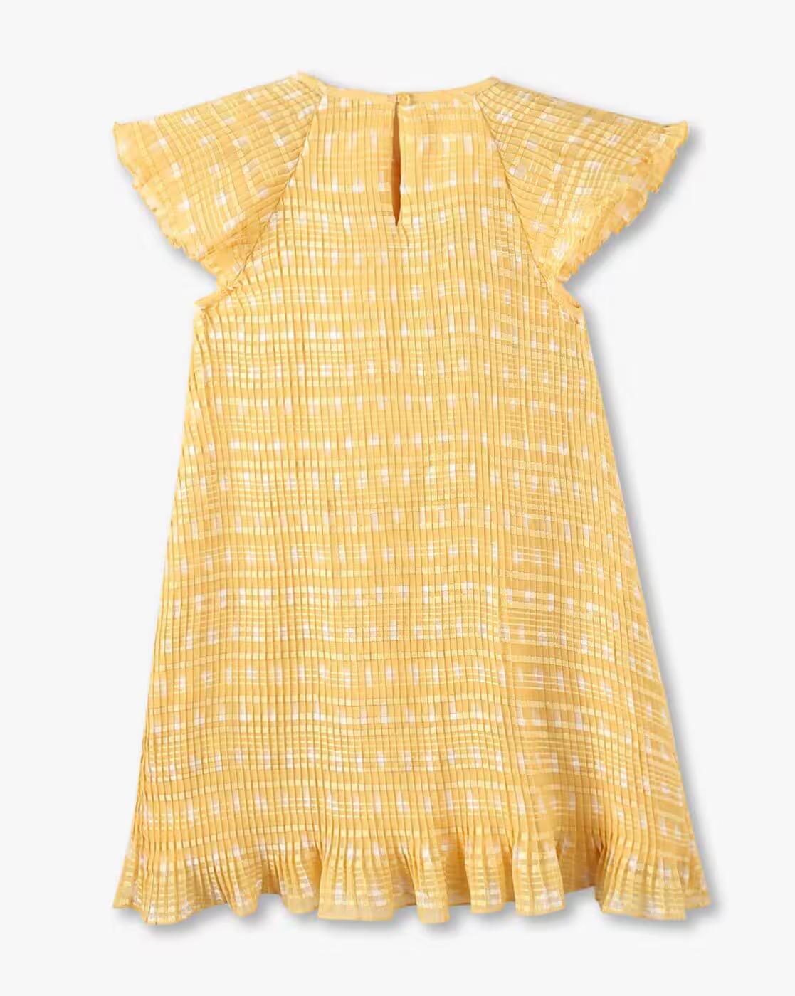 Girls Heart Print Accordion Pleat A-Line Dress