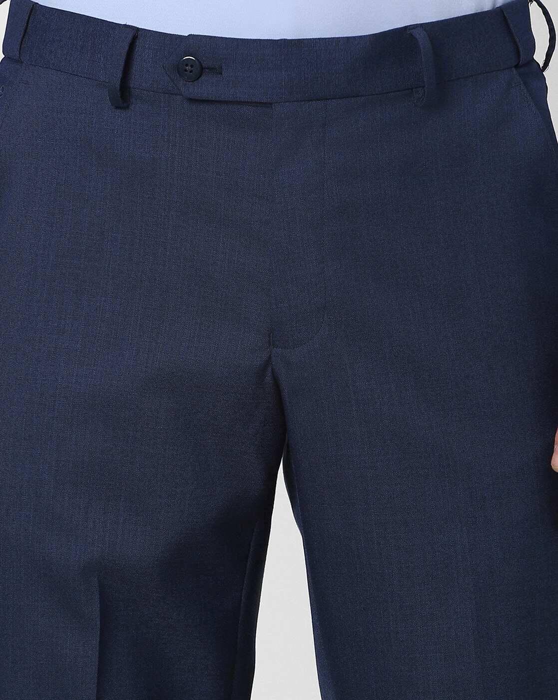 Men Slim Fit Flat-Front Trousers