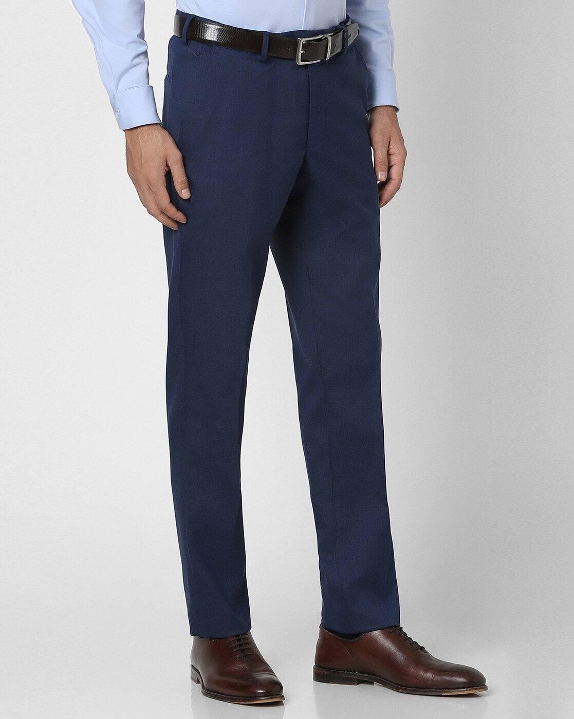 Men Slim Fit Flat-Front Trousers