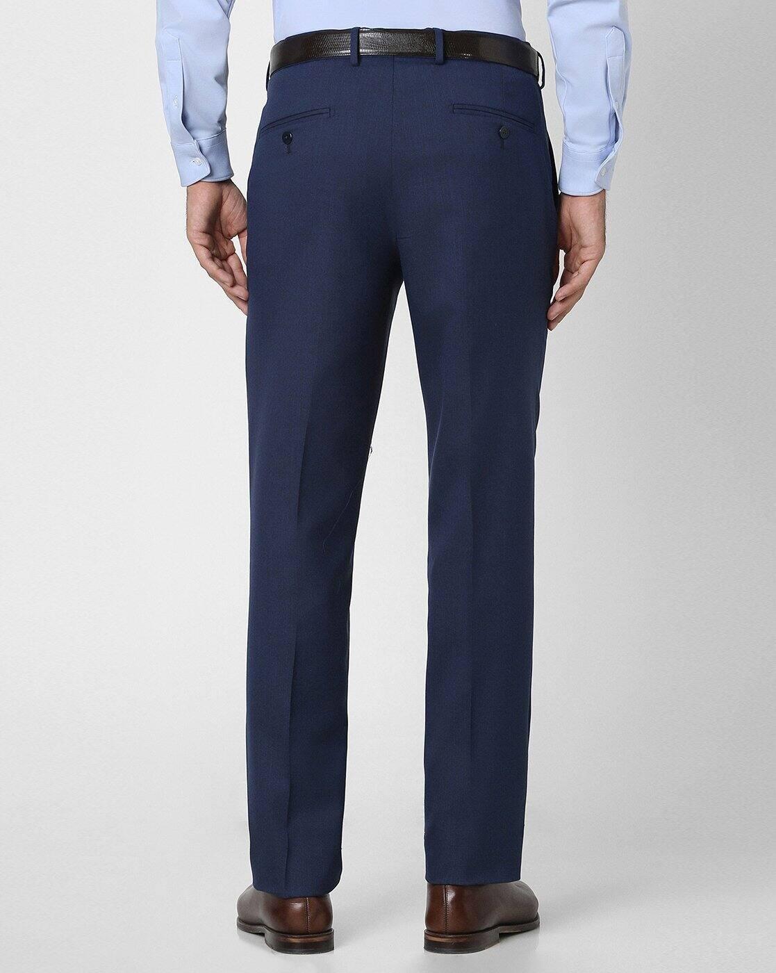 Men Slim Fit Flat-Front Trousers