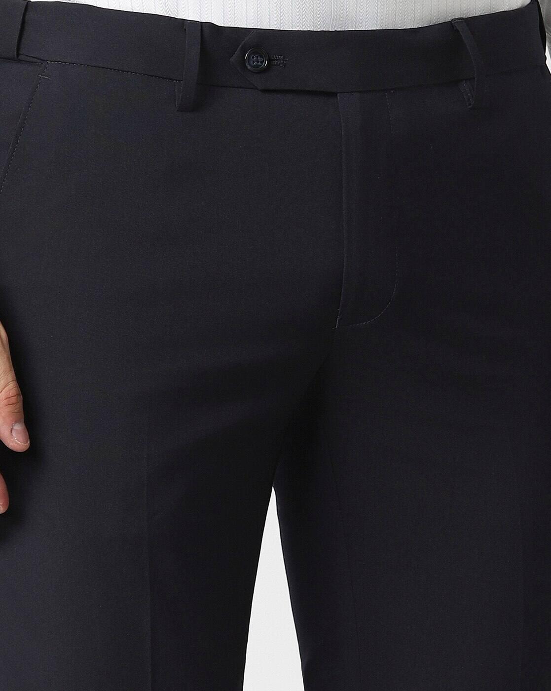 Men Slim Fit Flat-Front Trousers