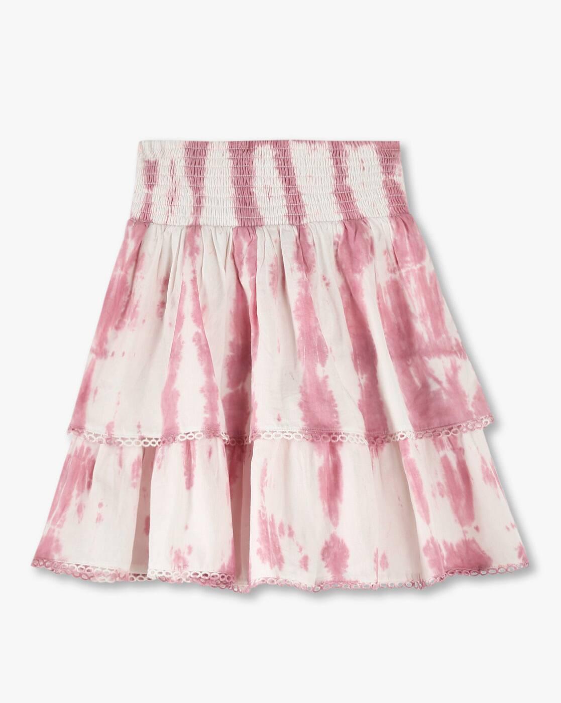 Girls Tie & Dye Lace-Up Tiered Skirt