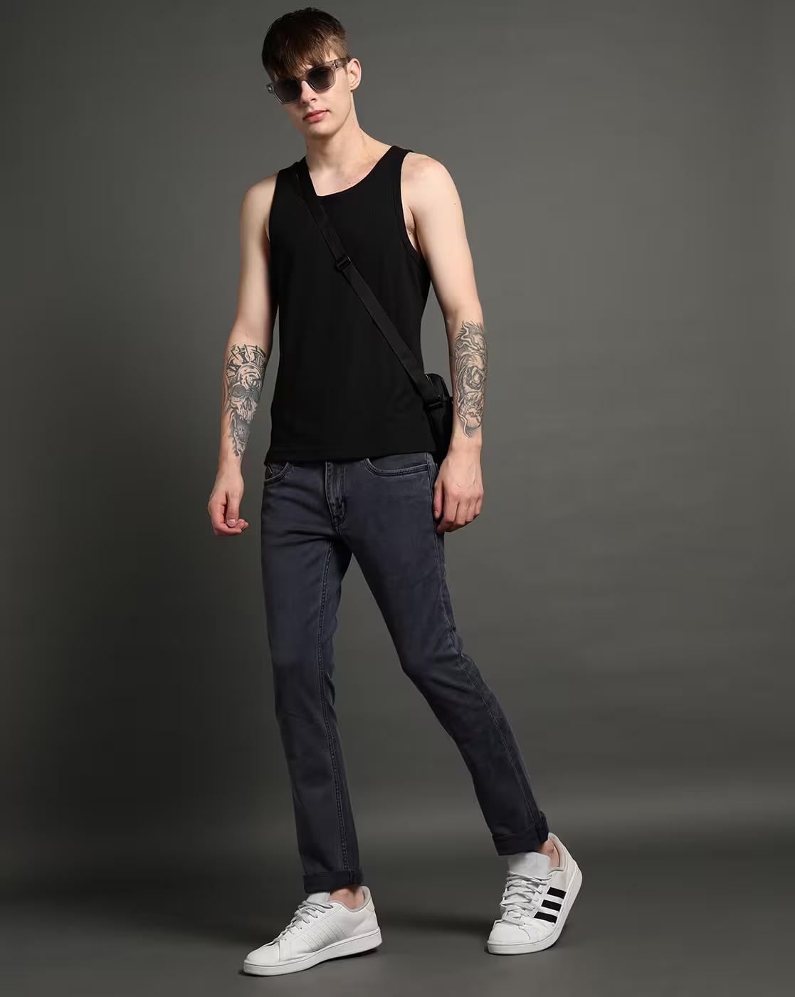 Men Light-Wash Slim Fit Jeans