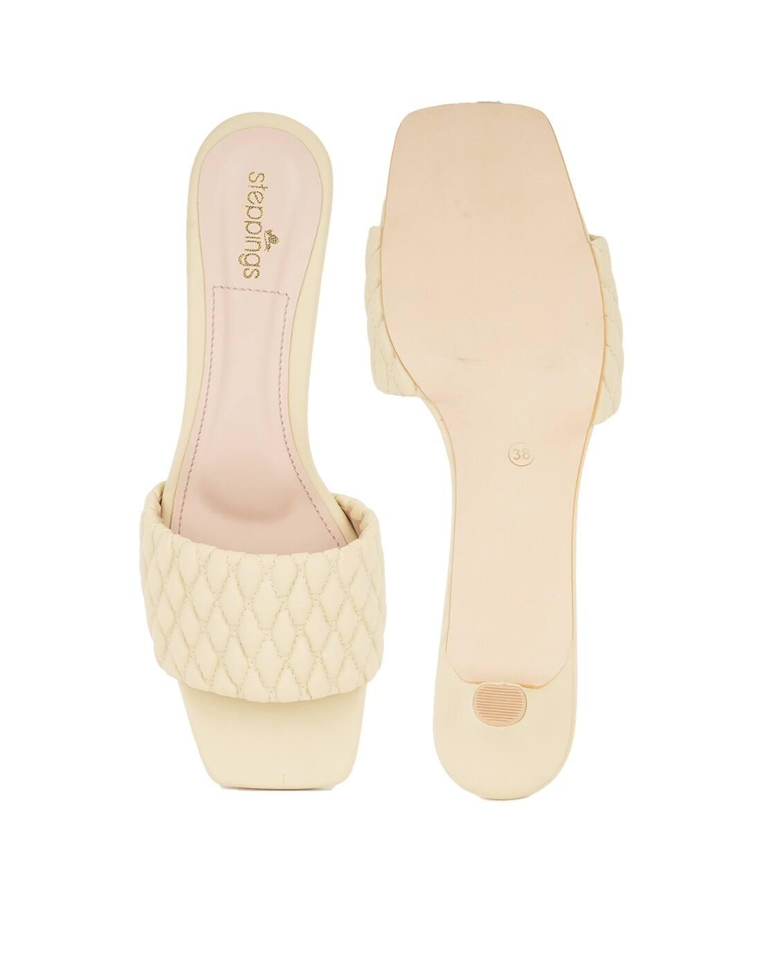 Women Quilted Kitten Heeled Sandals
