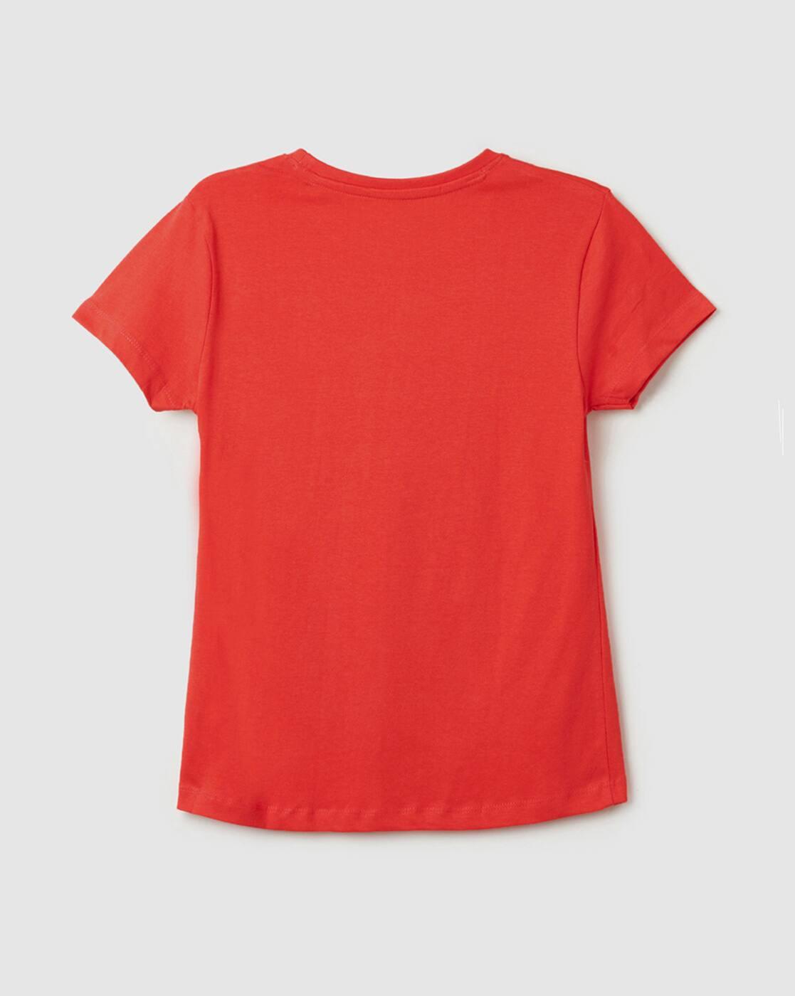 Girls Pack of 3 Printed Round-Neck T-Shirts