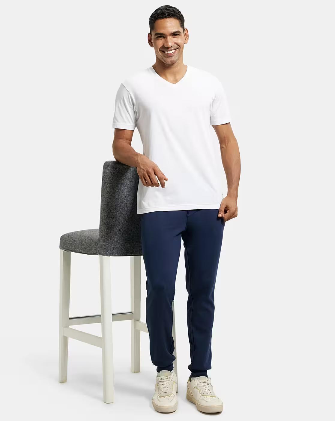 AM02 Super Combed Cotton Rich Slim Fit Joggers with Zipper Pockets