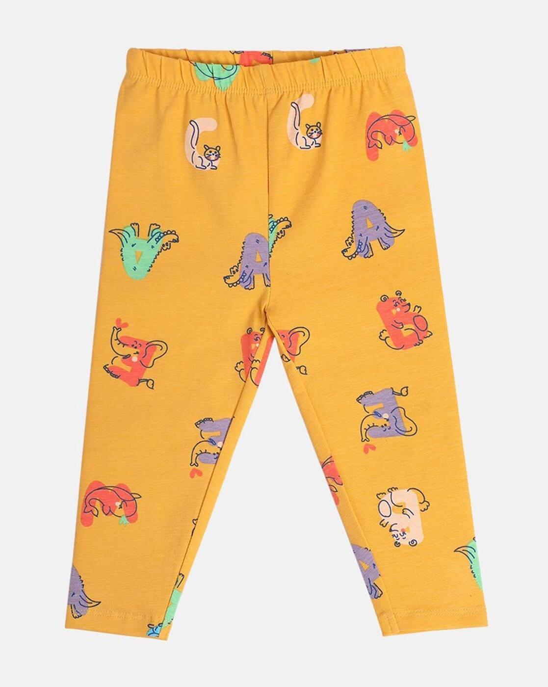 Girls Graphic Print Cotton Wrap Top & Pants Set