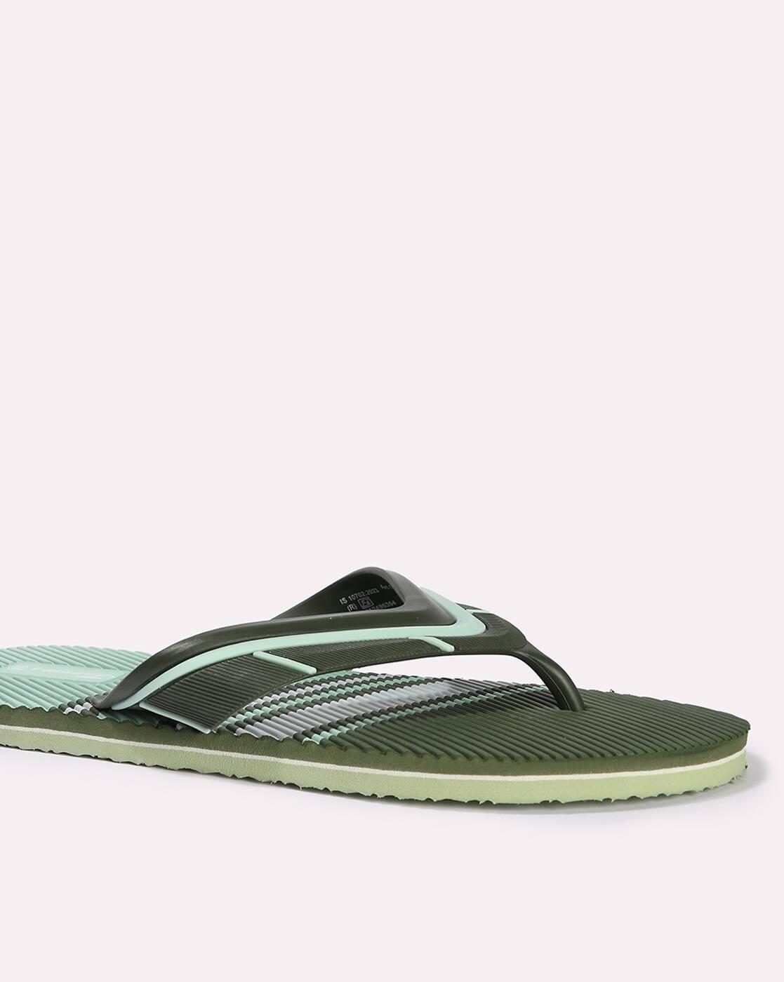 Men Striped Thong-Strap Flip-Flops