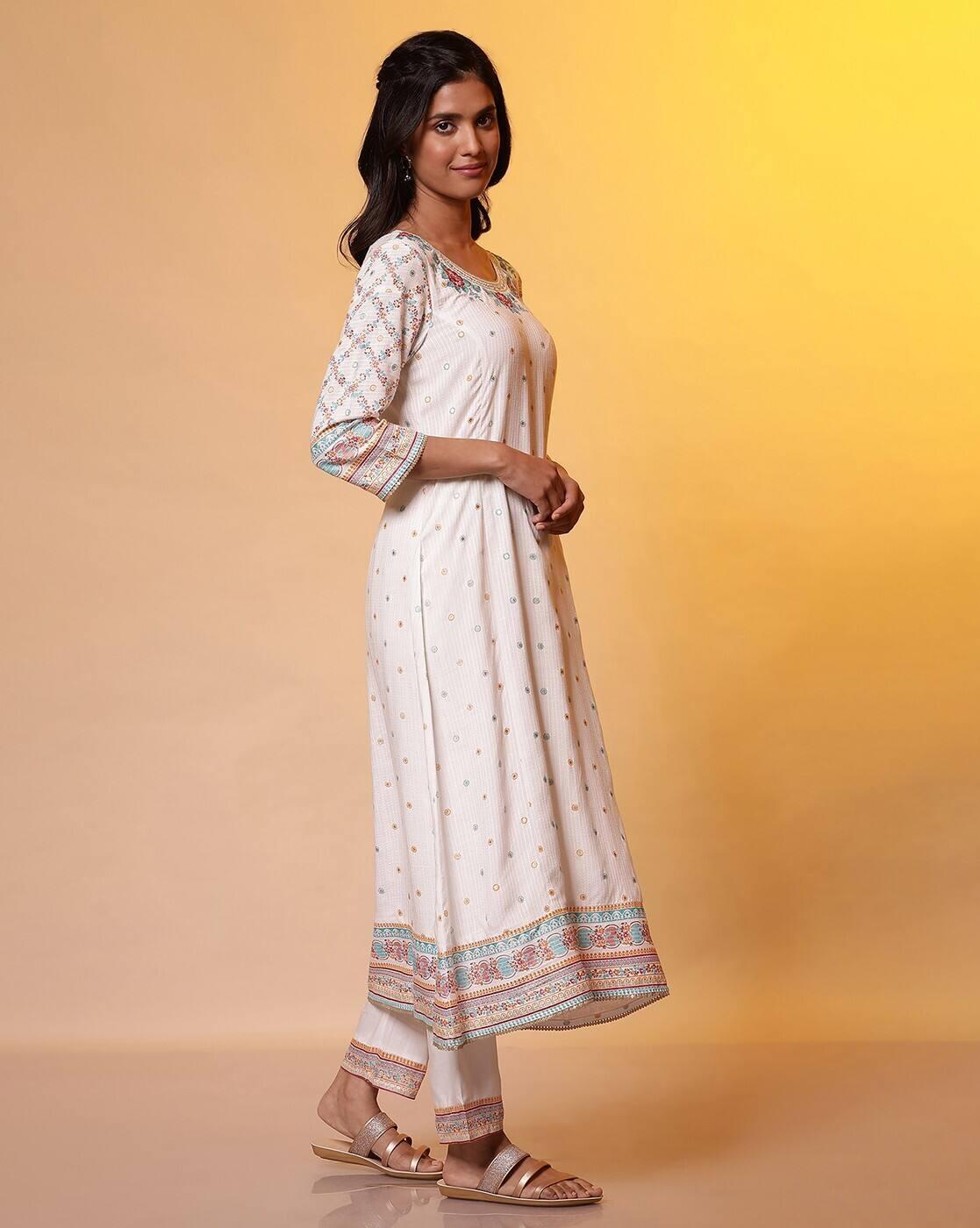 Women Embroidered A-Line Kurta with Palazzos & Dupatta