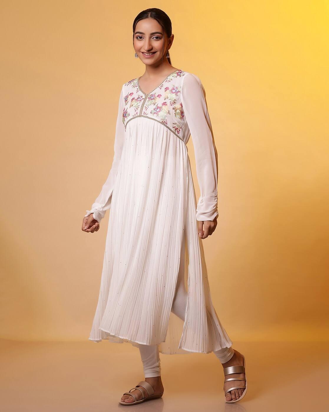 Women Embroidered Pin-Tucked Straight Kurta with Pants & Dupatta