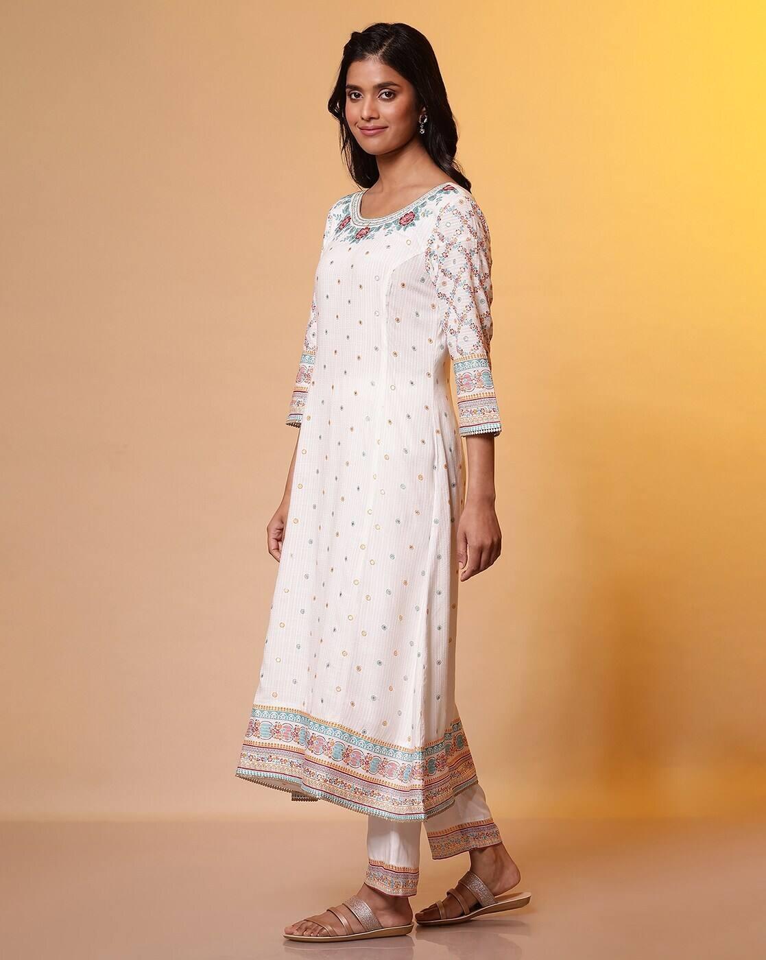 Women Embroidered A-Line Kurta with Palazzos & Dupatta