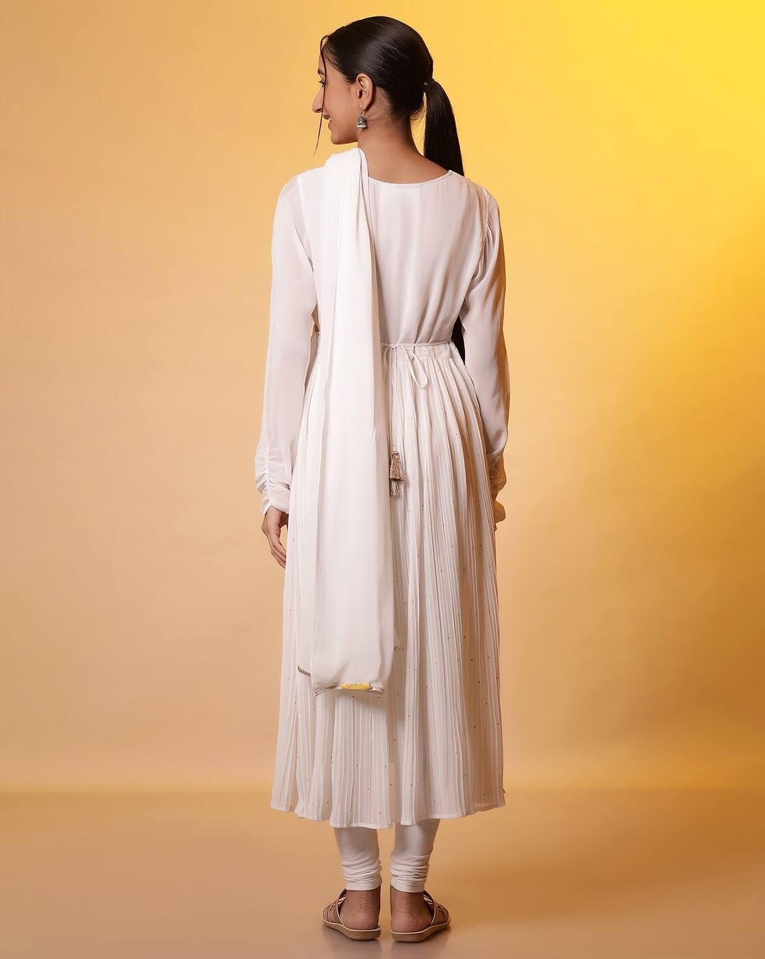Women Embroidered Pin-Tucked Straight Kurta with Pants & Dupatta