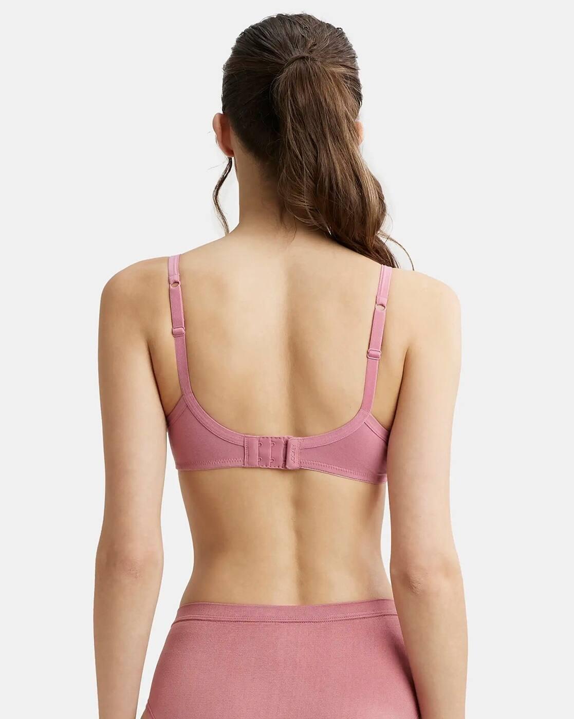 1723 Women Wirefree Padded Super Cotton Stretchable T-Shirt Bra with Lace Styling