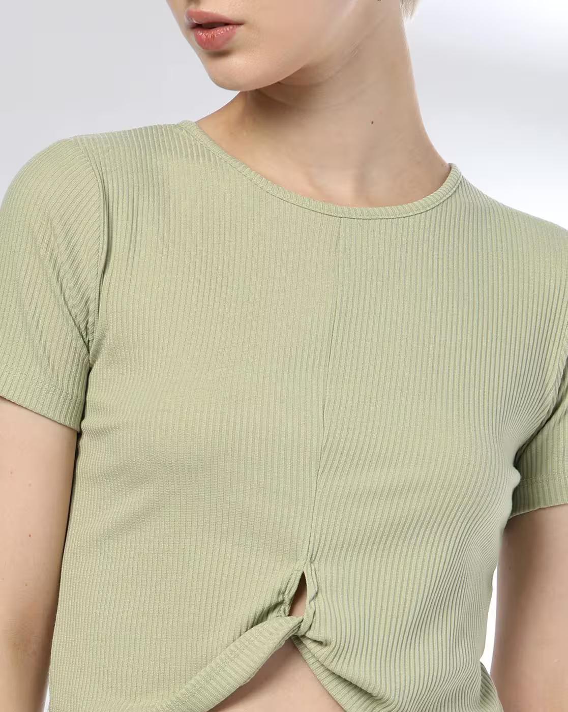 Women Ribbed Regular Fit Crop Top