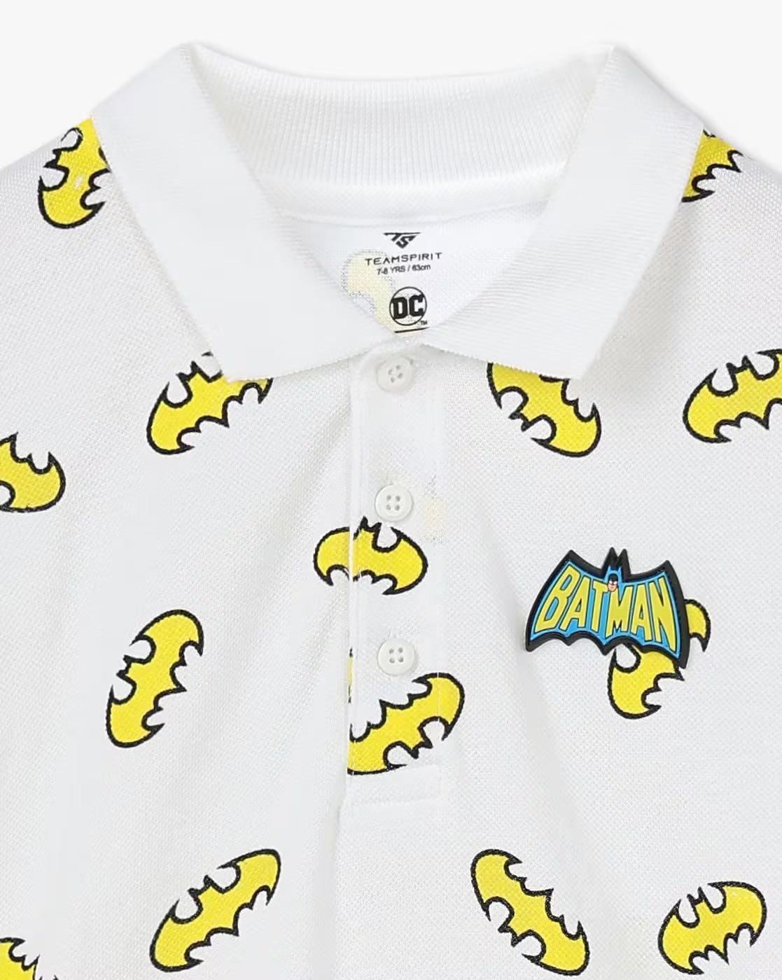 Boys Batman Print Relaxed Fit Polo T-Shirt