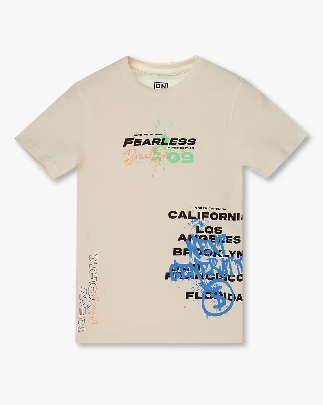 Boys Typographic Print Regular Fit Crew-Neck T-Shirt